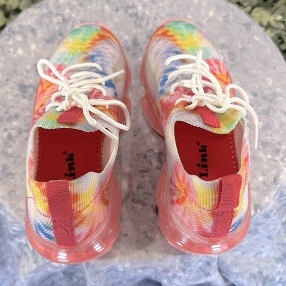 Link Flow-19K Fuchsia TieDye Fly-Knit Stretch Lace-up Fashion Sneakers Girls 10M - Picture 5 of 11